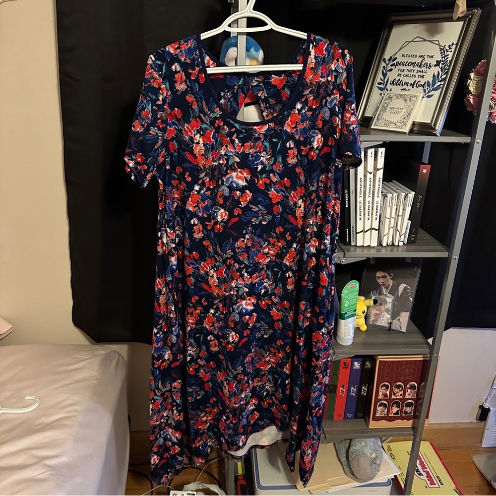 Cuddl Duds Flexwear Navy Floral Dress